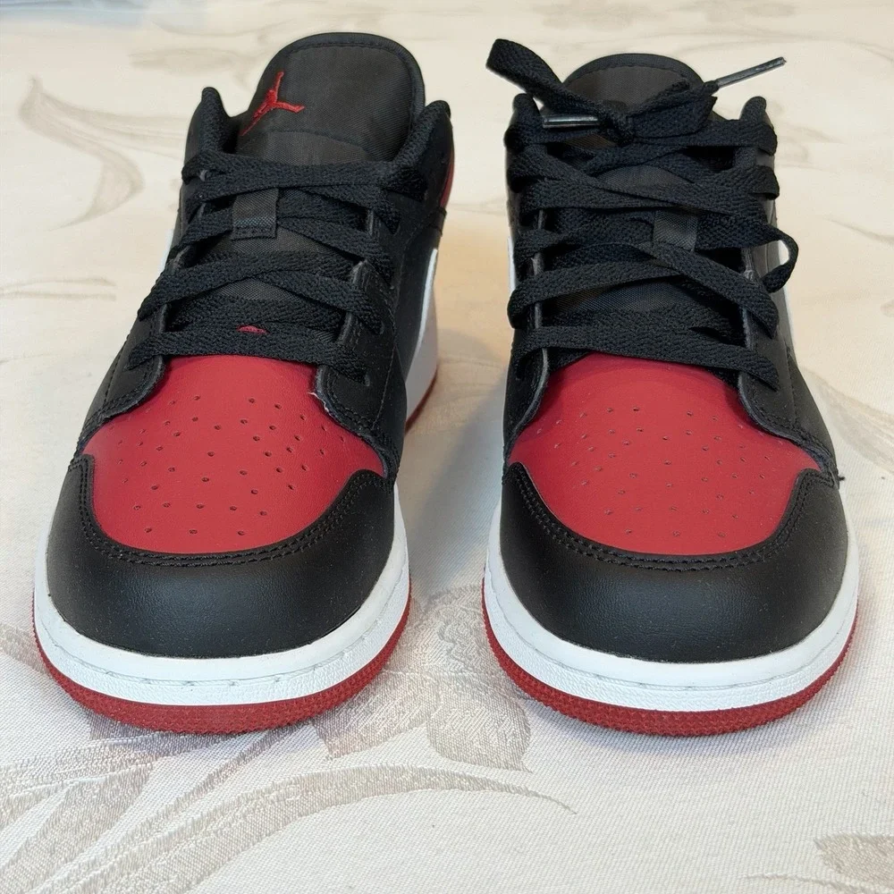 Nike Size-6.5 Y Kids Air Jordan 1 Low GS Shoes - Gym Red (553560-066)